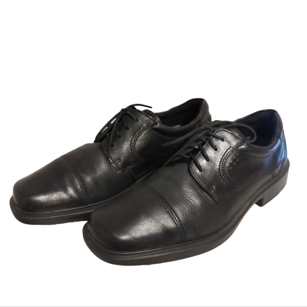 Ecco Helsinki Oxford Men's EUR 44 US 10-10.5 Black Leather Cap Toe Lace Up Shoes